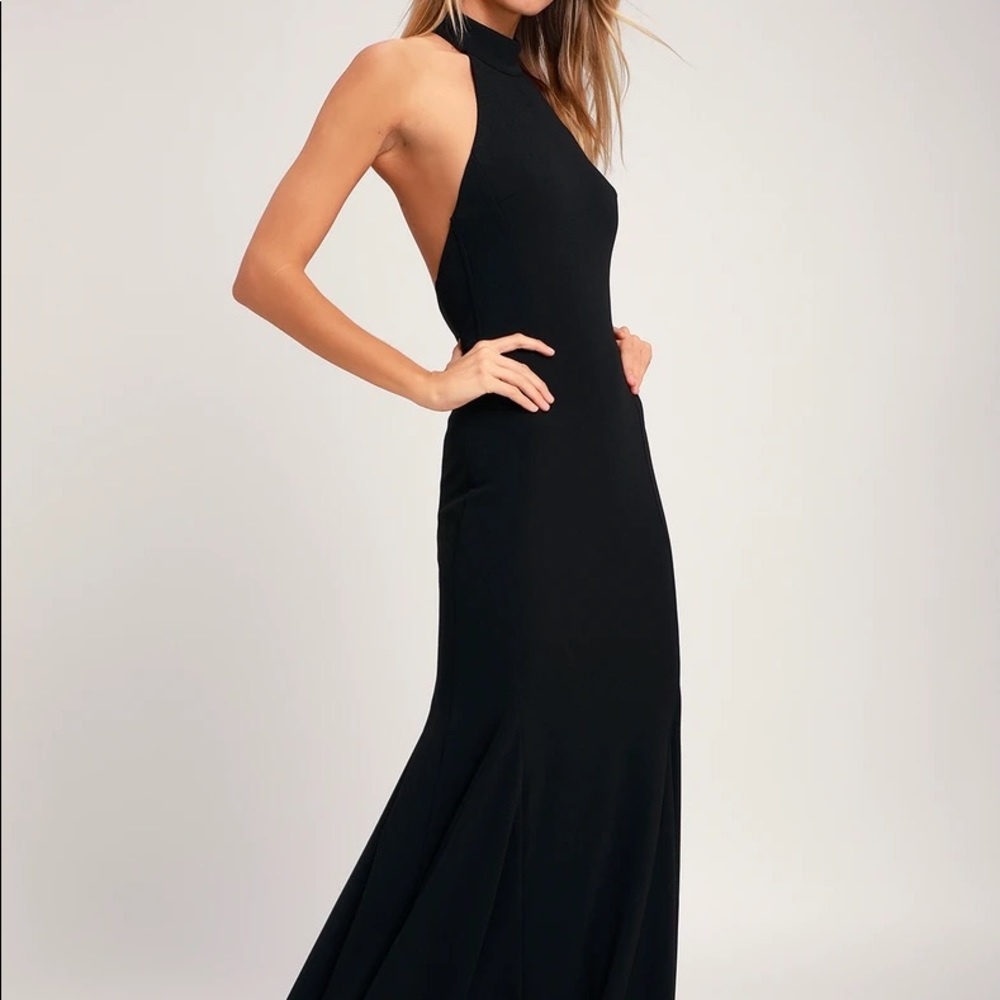 Lulus Slice of Joy Black Halter Maxi Dress